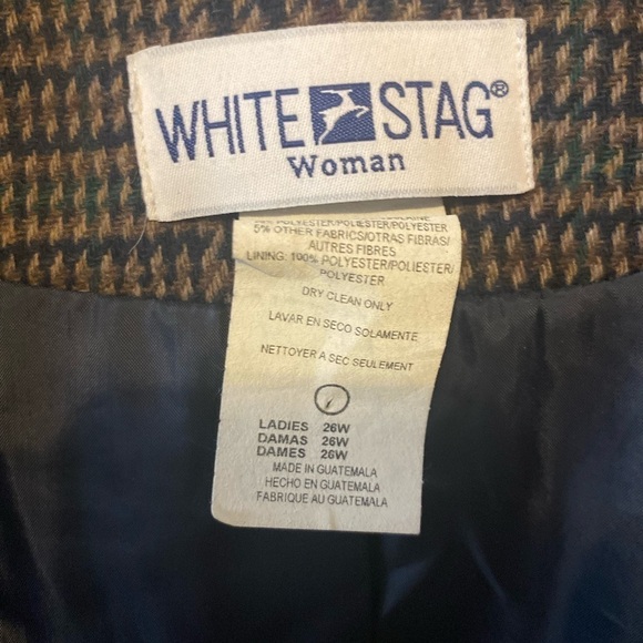 White Stag Womens Brown, Tan, Plaid Wool Blend Two Button Blazer. Size 26W - Picture 6 of 11
